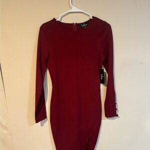Lulu's Red Long Sleeve Bodycon Dress for Cocktail Nights